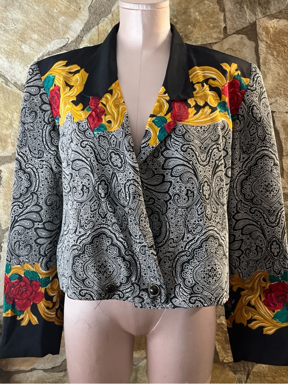 Black Paisley & Floral Cropped Jacket